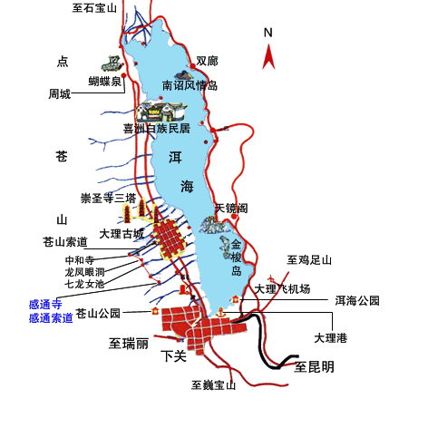 大理洱海湖地图      图片
