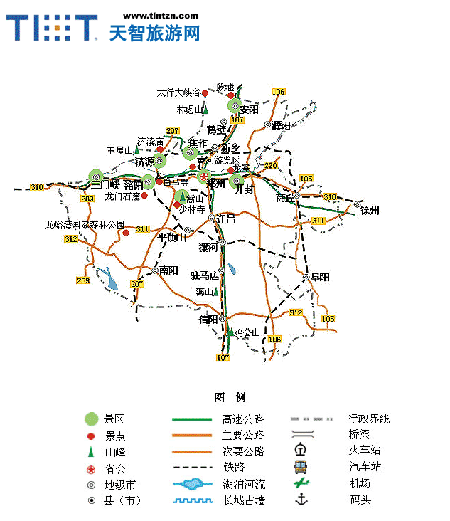 河南旅游地图