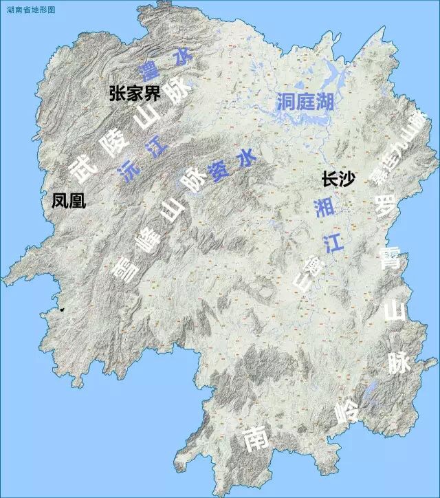           湖南省地形图,地图源