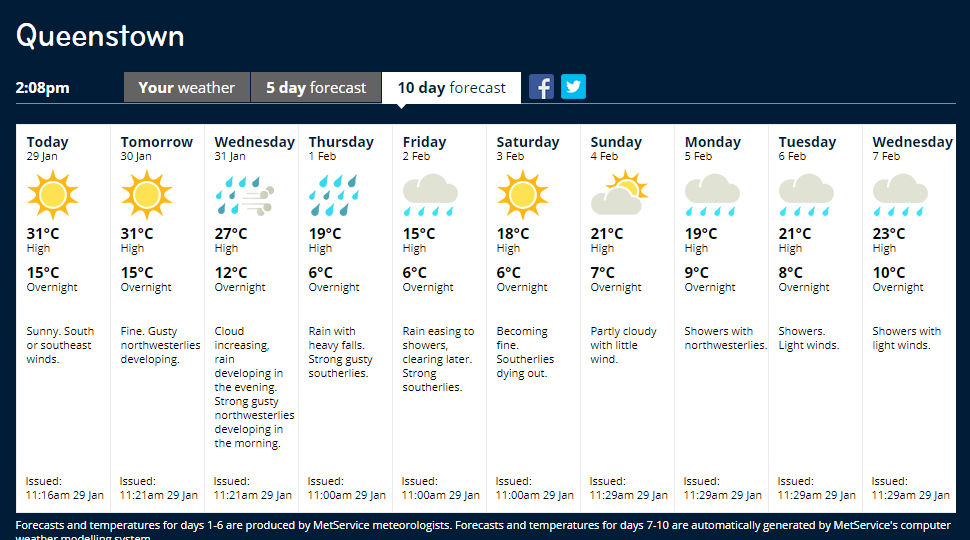 求新西兰南岛最近15日天气预报