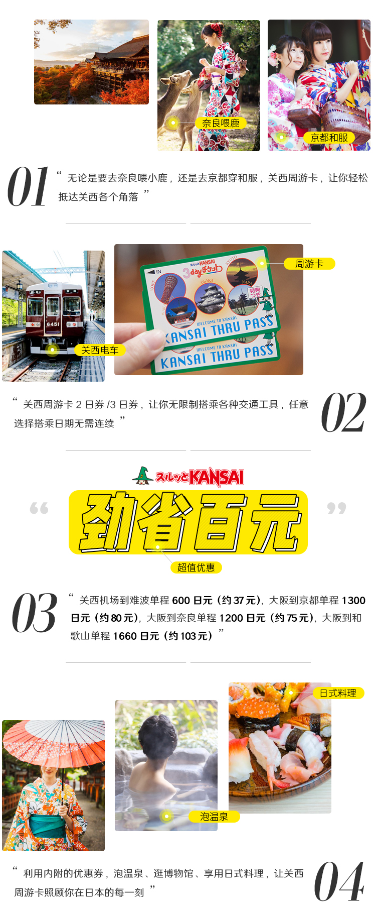 日本关西周游卡 畅玩大阪\/京都\/奈良\/神户和歌山