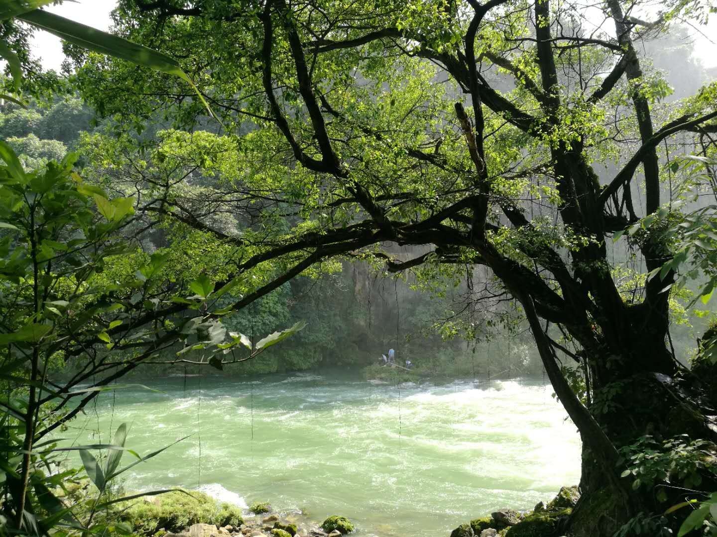 百色田东龙须河瀑布游记