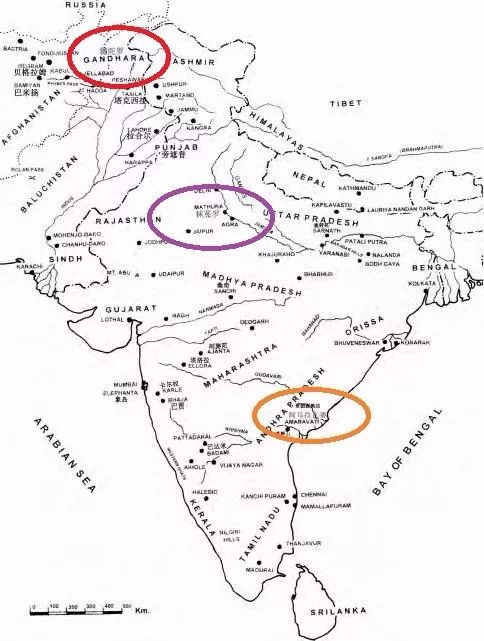            地图中,红圈为犍陀罗