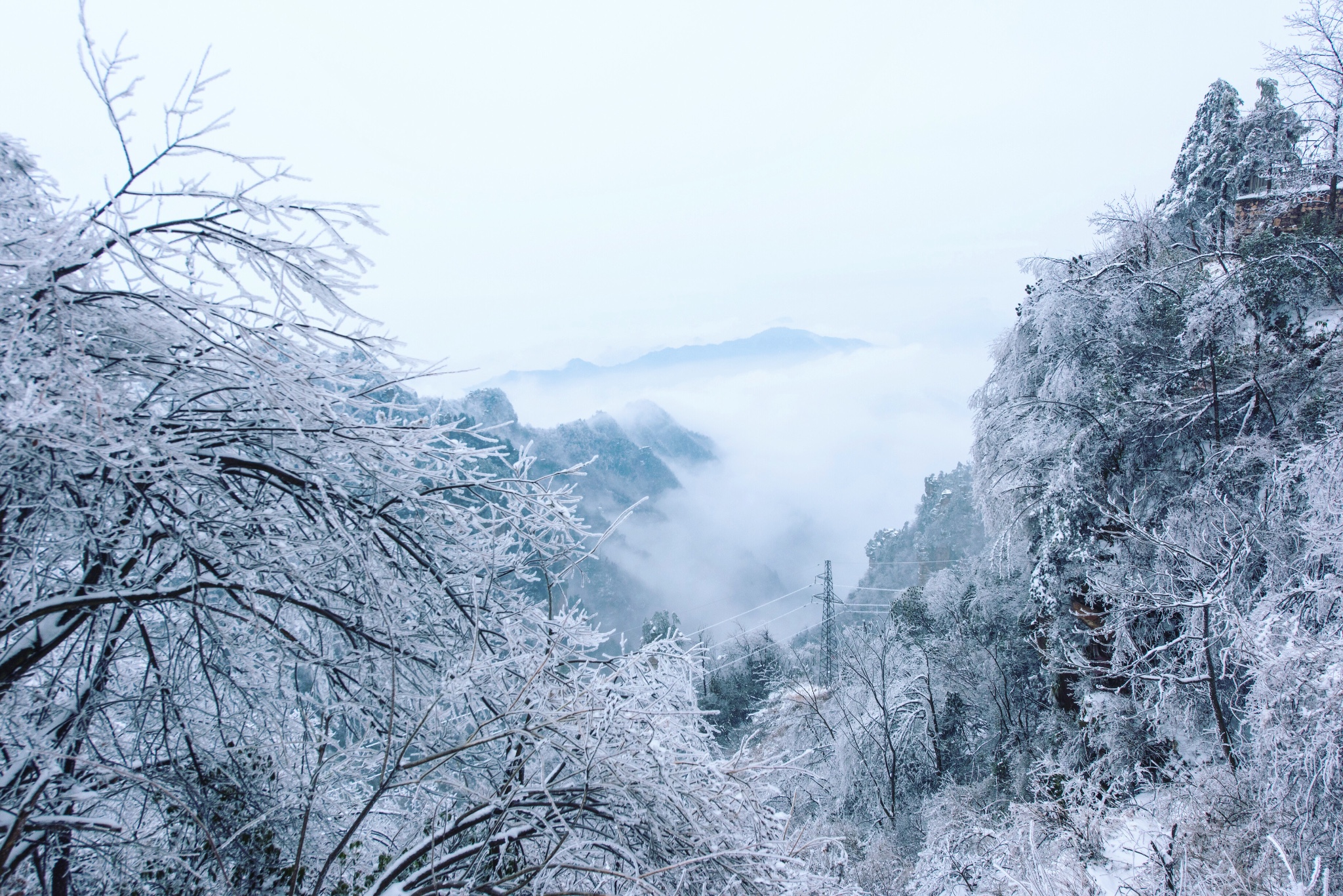 雪景中的张家界武陵源,美如一场仙境童话!