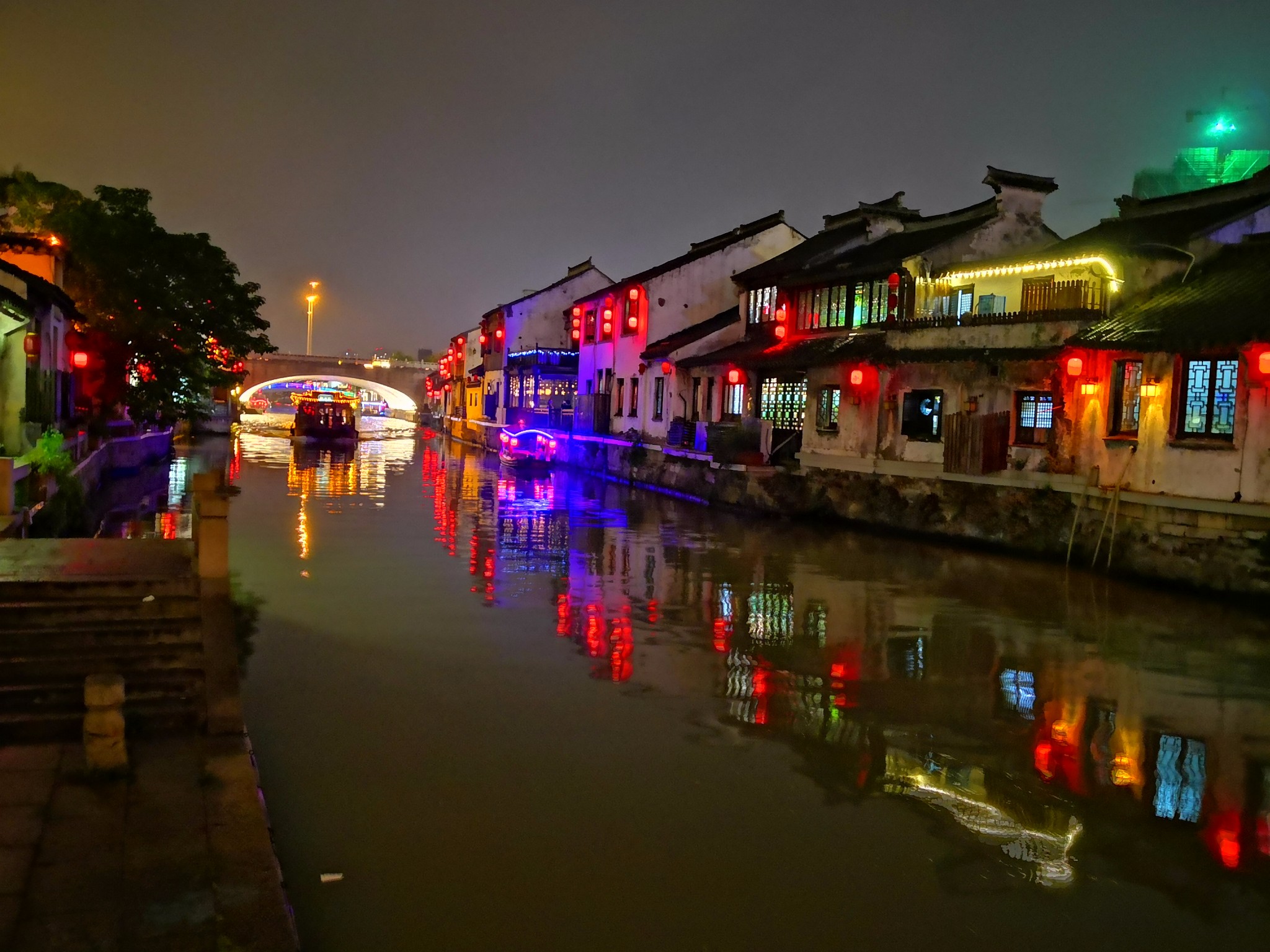 京杭运河无锡运河古邑再游古街晚饭后休闲夜游全程华为手机夜景模式