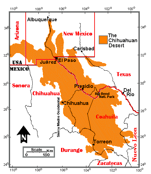 奇瓦瓦沙漠(the chihuahuan desert)分布图