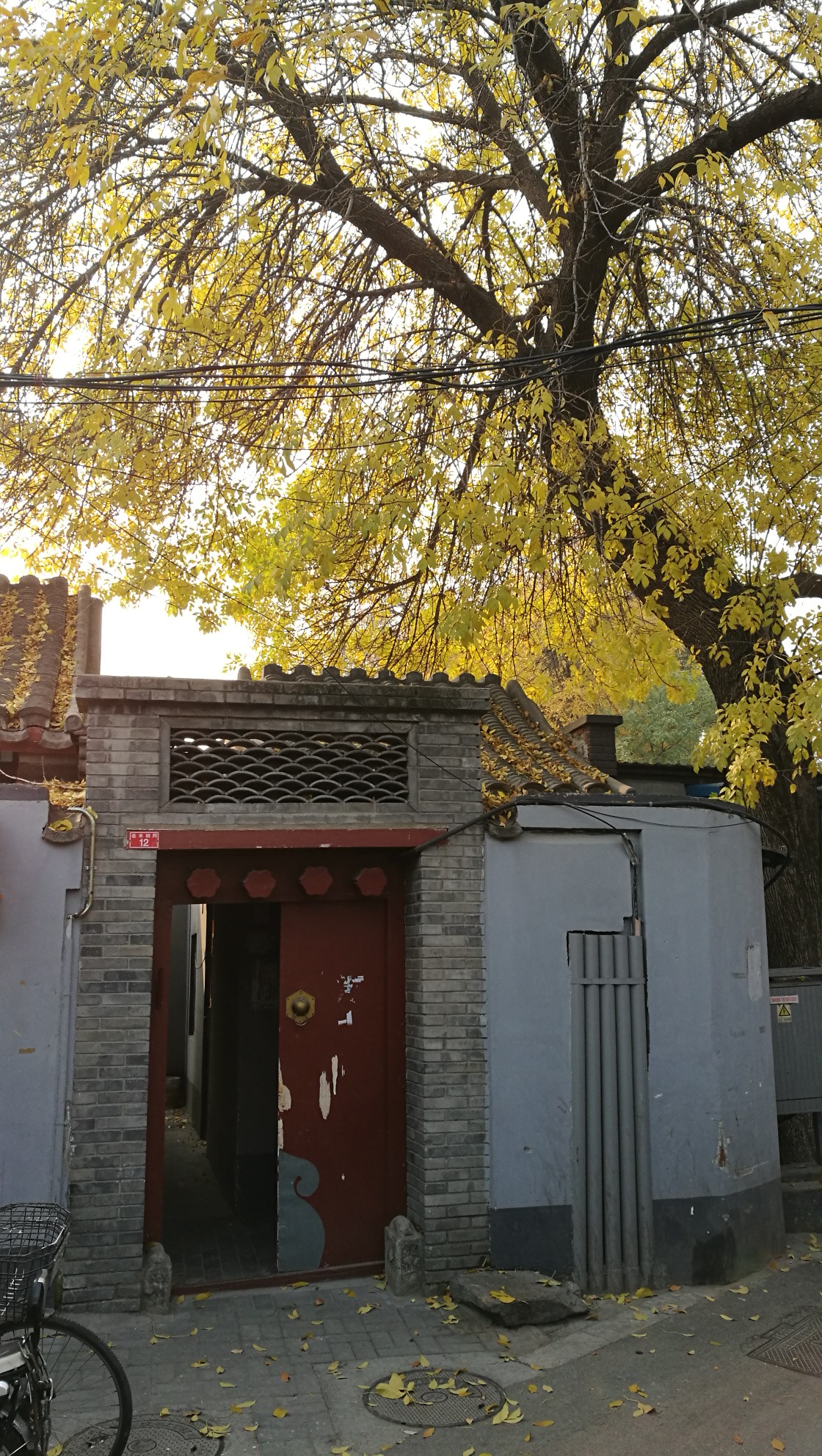 紧闭,看样子是私人宅院,近期经过了修缮,保持了原来的四合院的格局