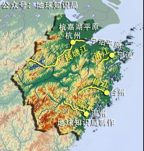 浙江除了北部多平原外,大部分地區遍佈山地,河流亦相對短促水系對人類