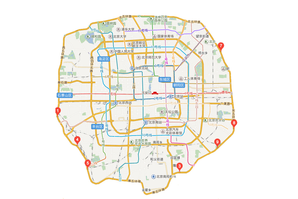 北京东五环地图图片