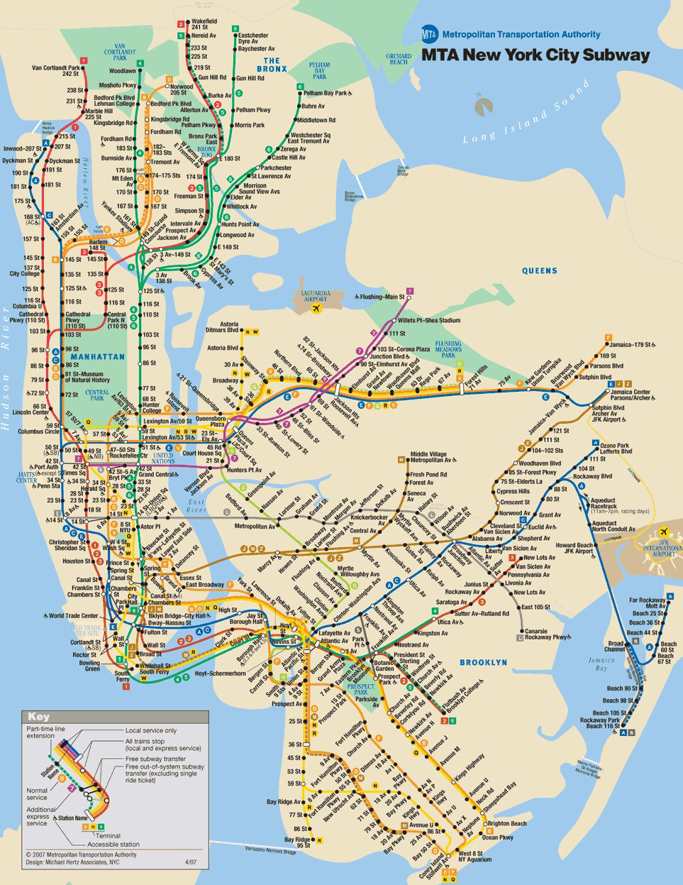 求各位达人纽约地铁路线图