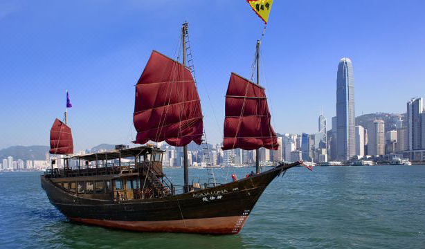 香港 张保仔仿古船红帆船维港晚间游船票