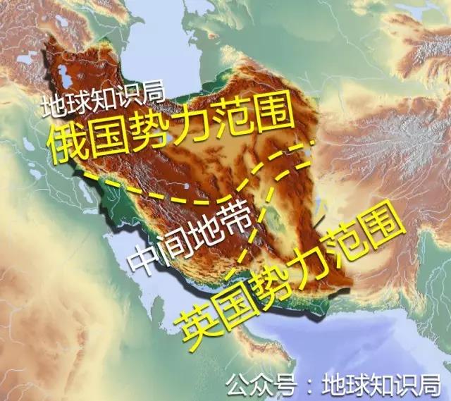 1907年,被瓜分的卡扎尔王朝(大致范围)