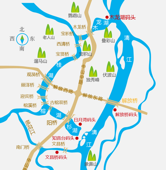 桂林两江四湖景区地图图片