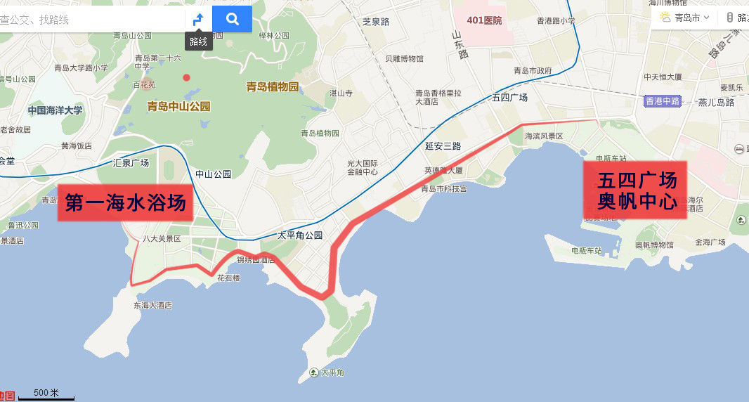 青岛海滨木栈道地图图片