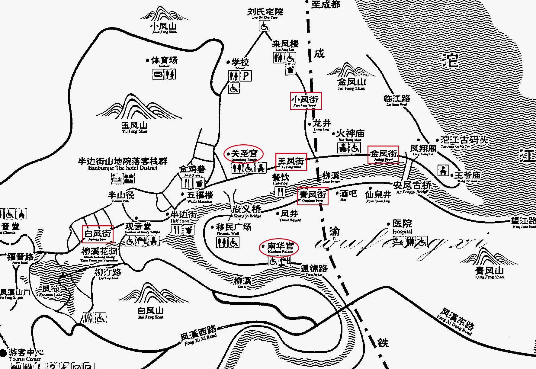 五凤溪古镇景区地图图片