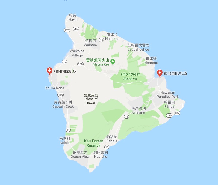 夏威夷大岛地图图片