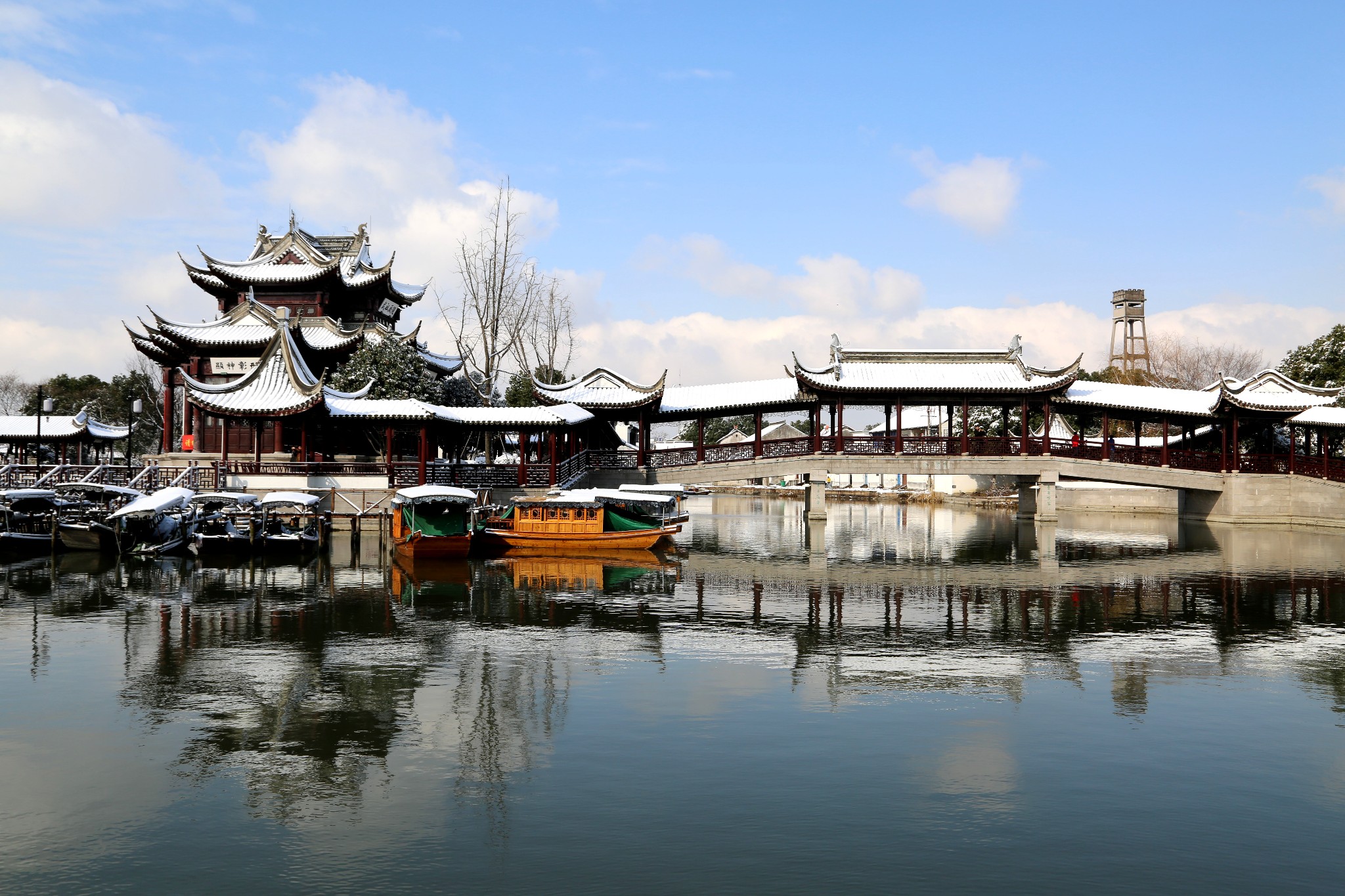 2018大雪中的甪直古镇,将江南水乡演绎成了冰雪童话世界!_游记