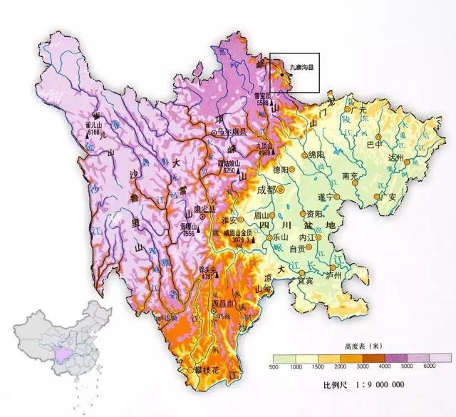 四川九寨沟地理位置图片