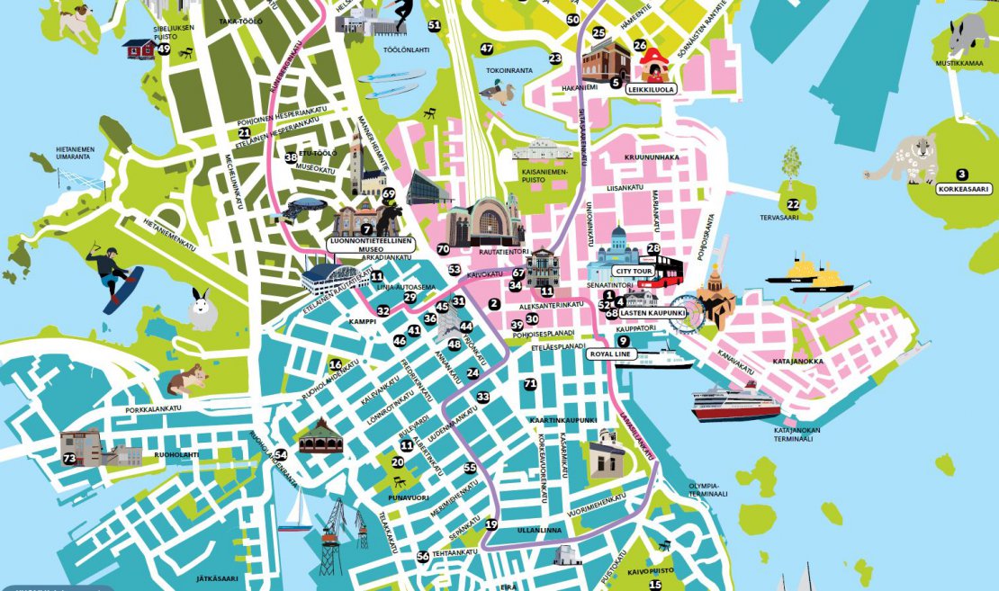             赫尔辛基游玩地图