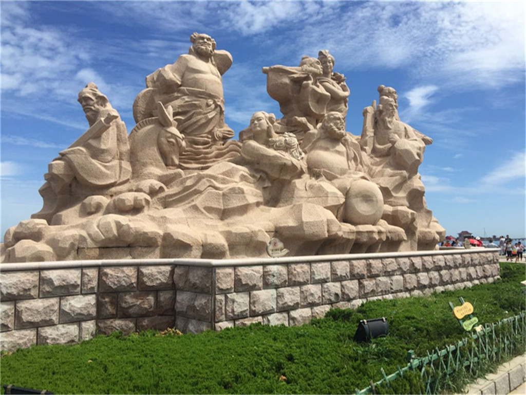 过海景区,体验海水呼唤八仙的鸣叫声14:00游览蓬莱八仙雕塑游览完蓬莱