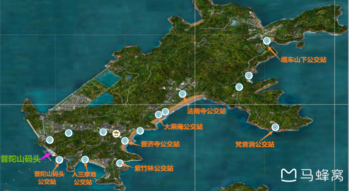 求普陀山地图及公交车路线详细地图