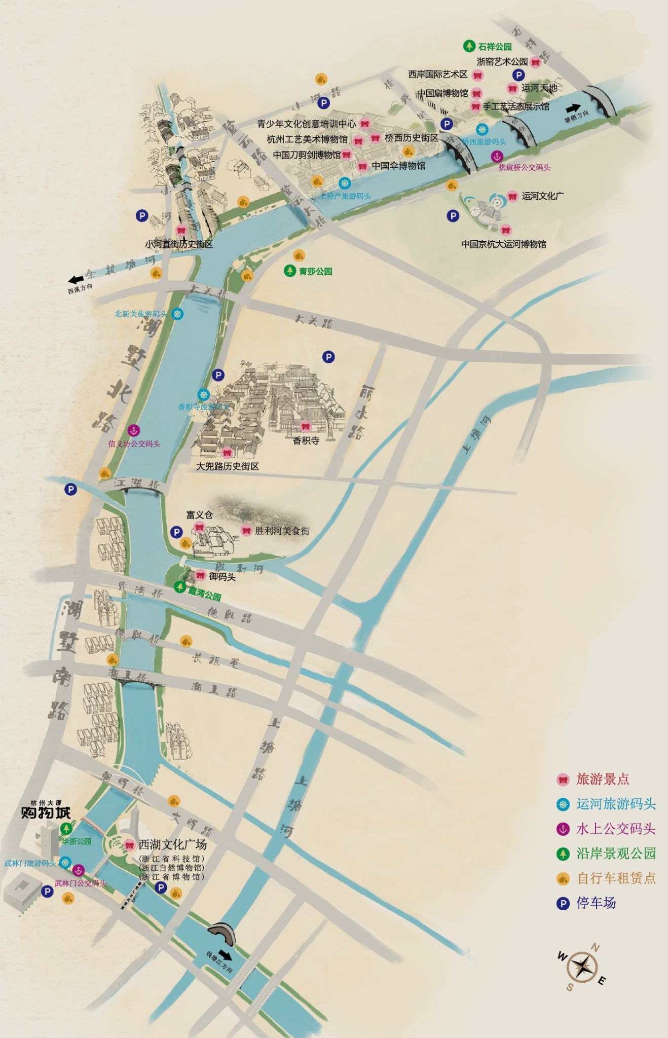 运河十景地图图片