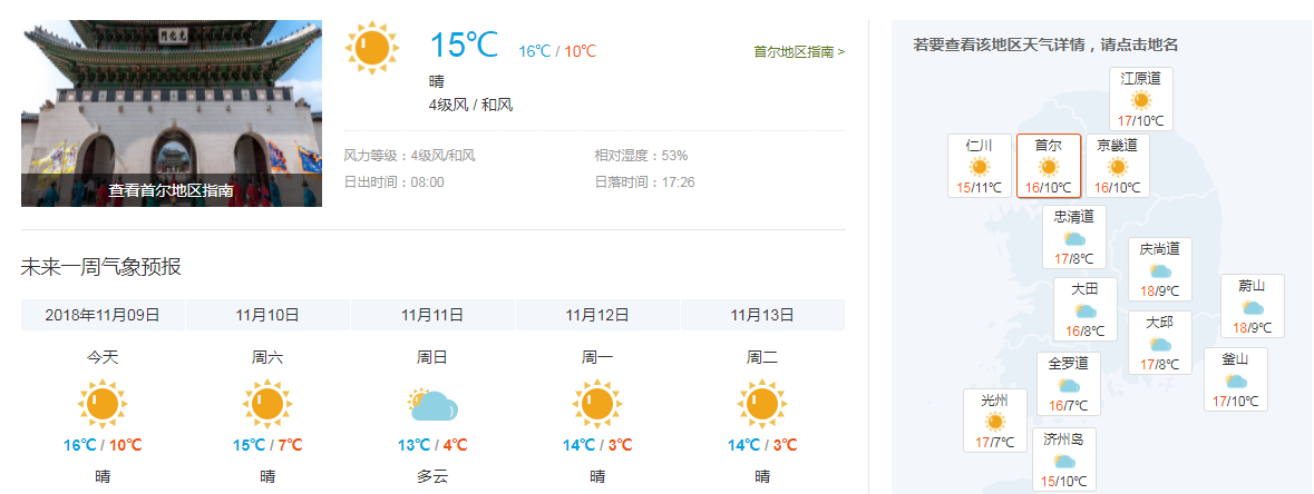 我11月11日到韩国首尔 请问那里天气如何 马蜂窝