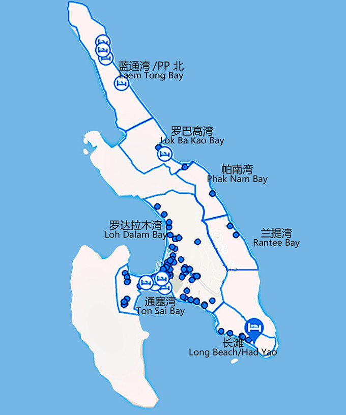 皮皮岛上不大,除了去长滩和皮皮岛北部需要坐船以外