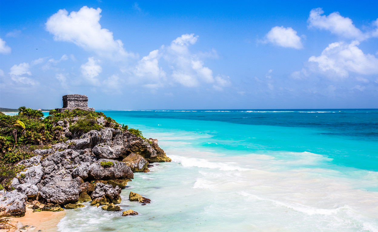 墨西哥坎昆 图卢姆 玛雅遗民村 蓝水晶天井 一人可发 中文小团 一日游