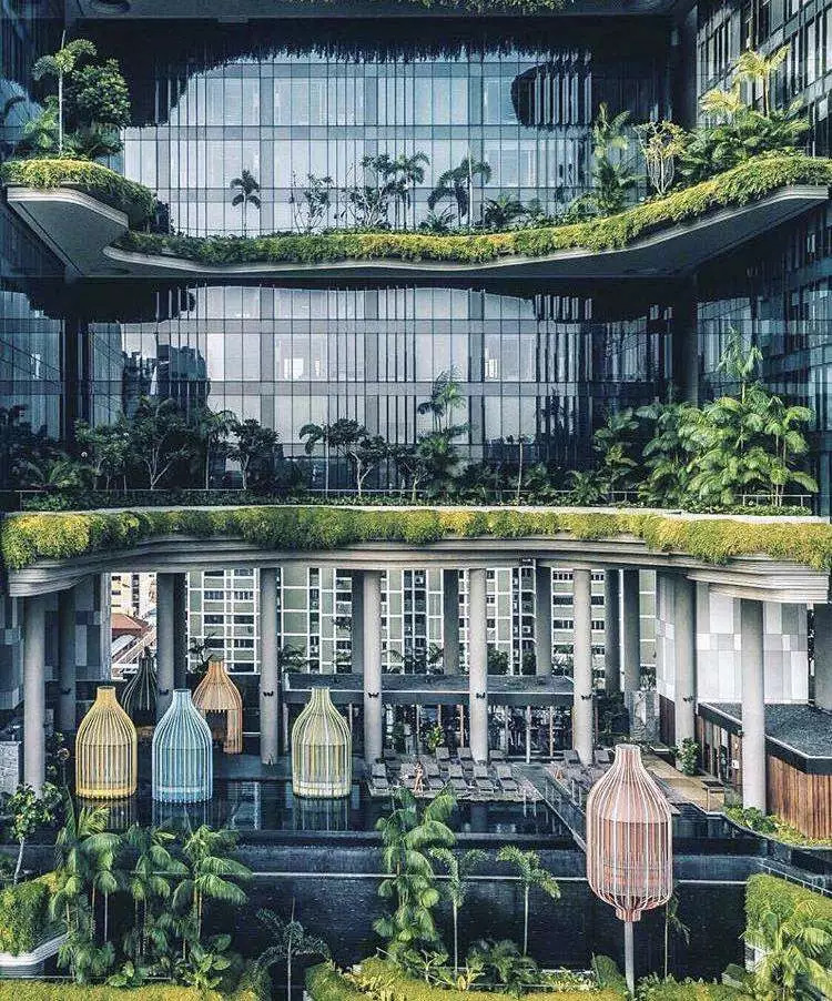 新加坡被称为花园城市,而 park royal on pickering 则是花园酒店