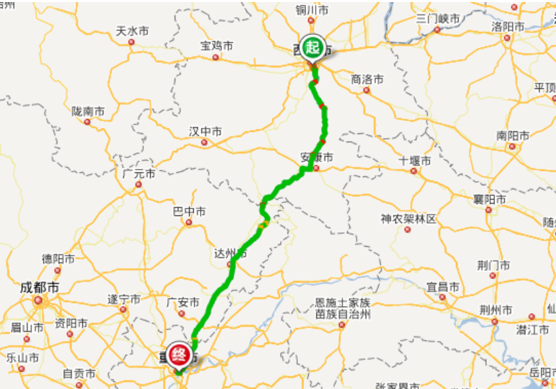 西安到重庆多少公里图片
