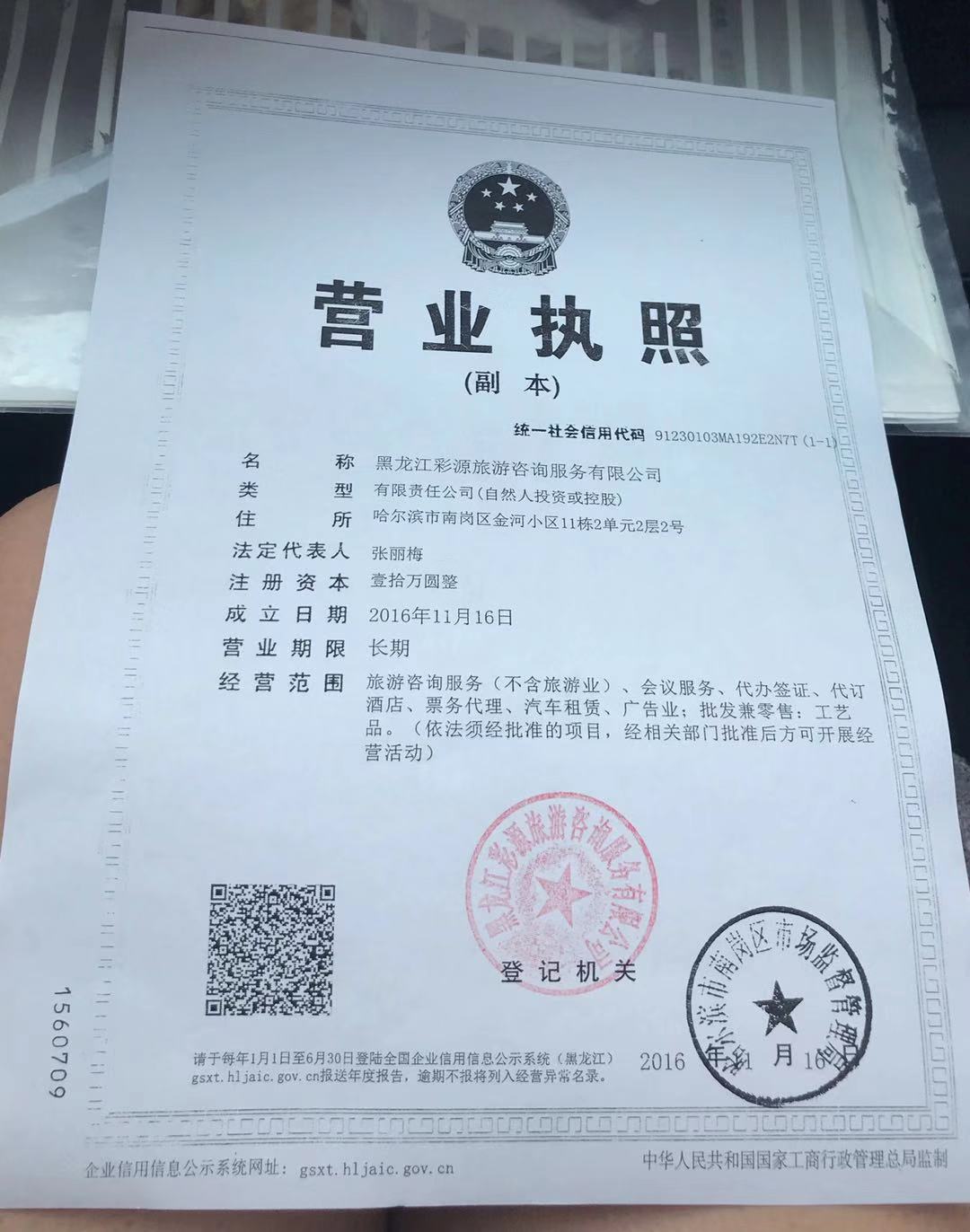  黑龙江彩源旅游咨询服务有限公司