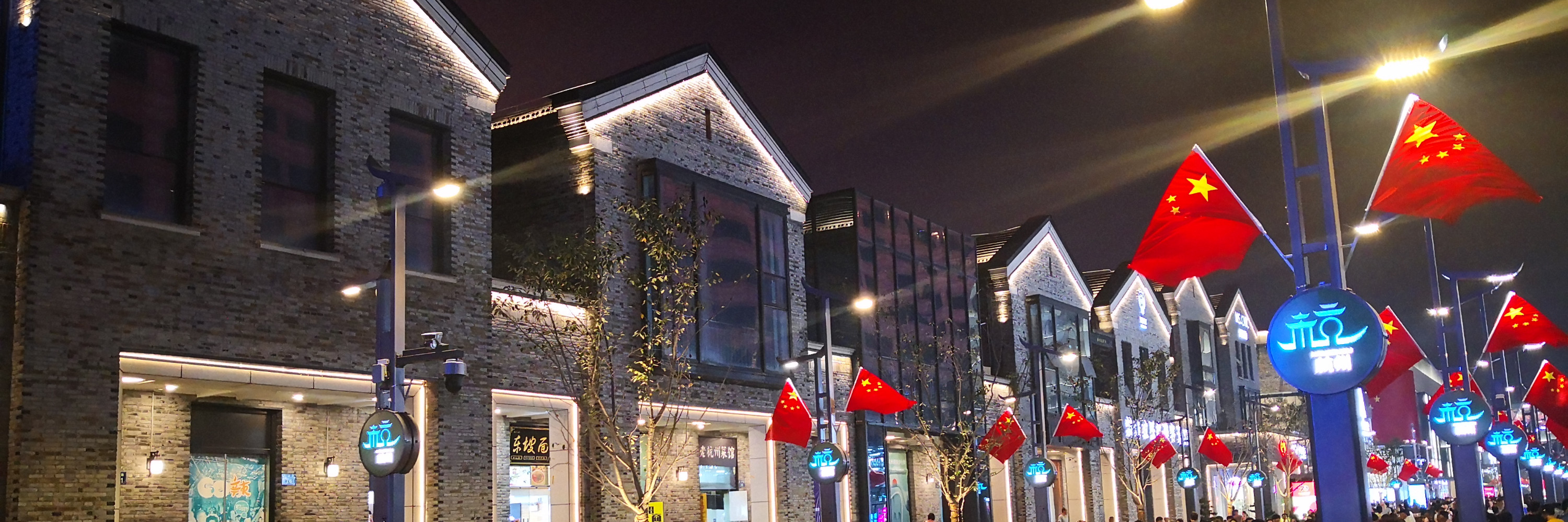 国庆节之前的夜晚杭州东坡路步行街参观毅行