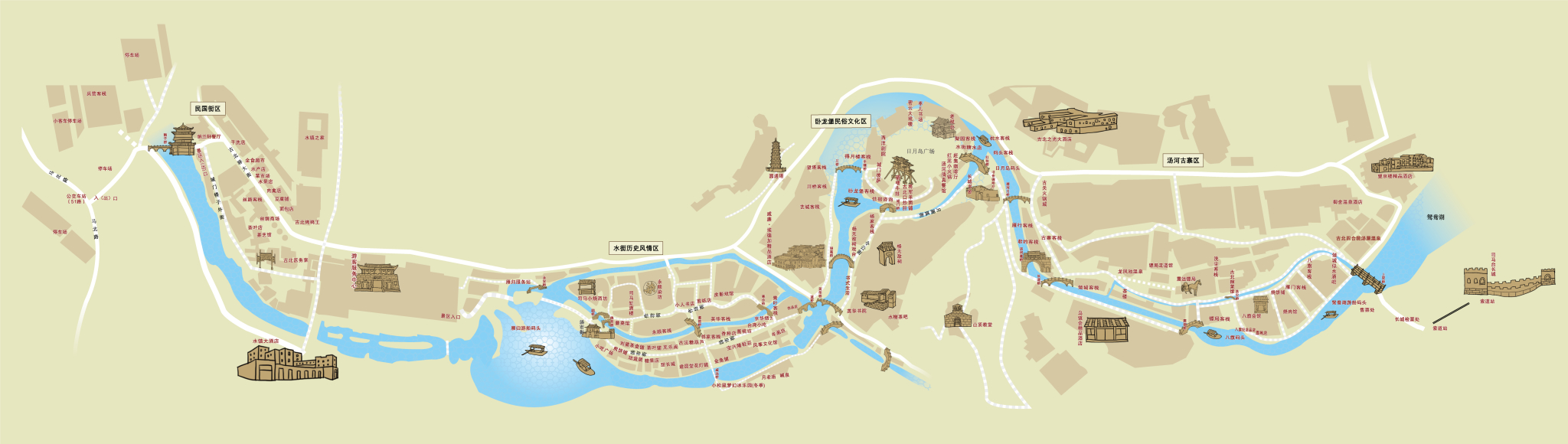 北京市内古北水镇1日夜游司马台长城打卡水镇全景最佳观赏地内附地图