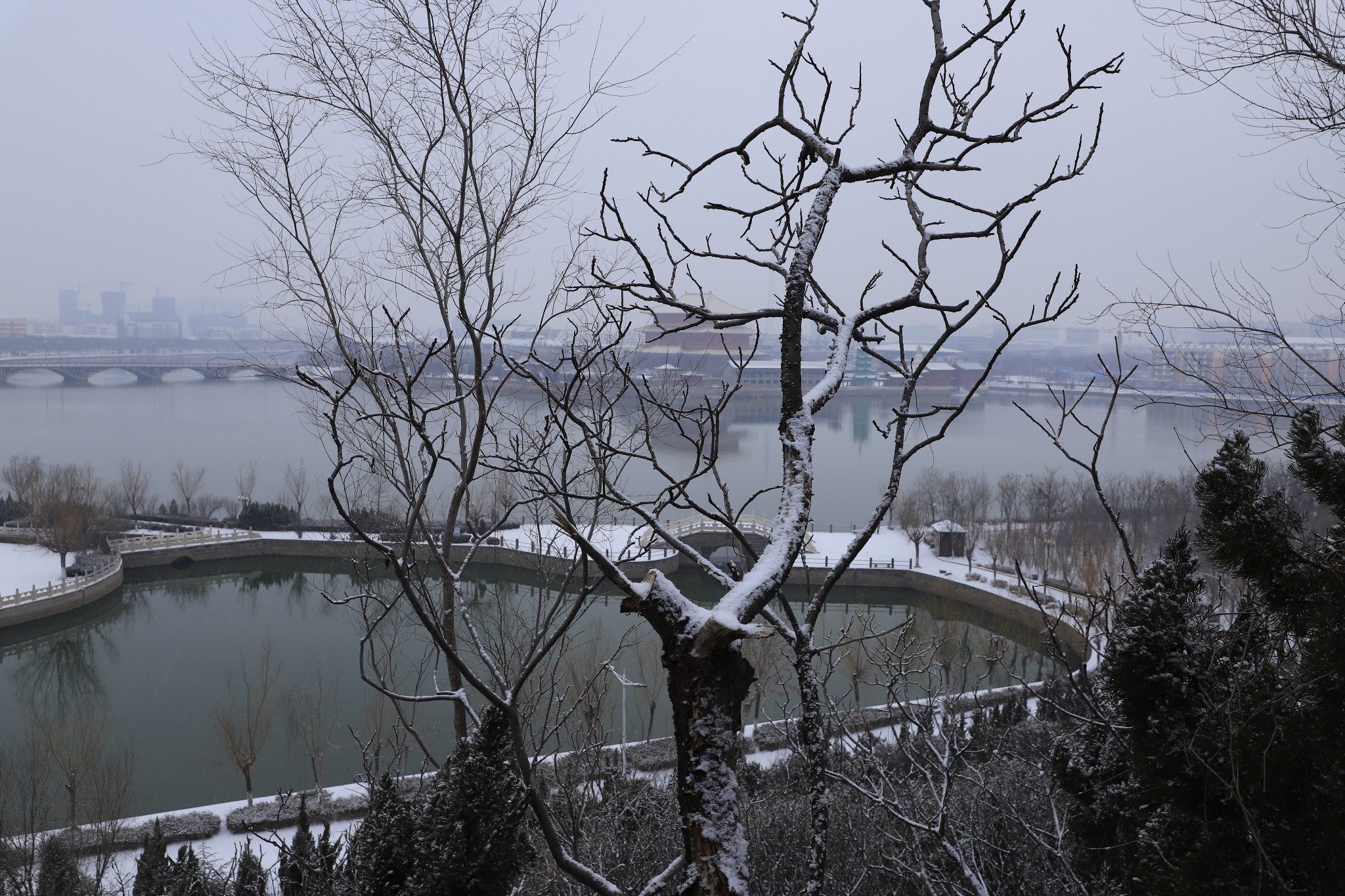 高唐县雪后的龙启山