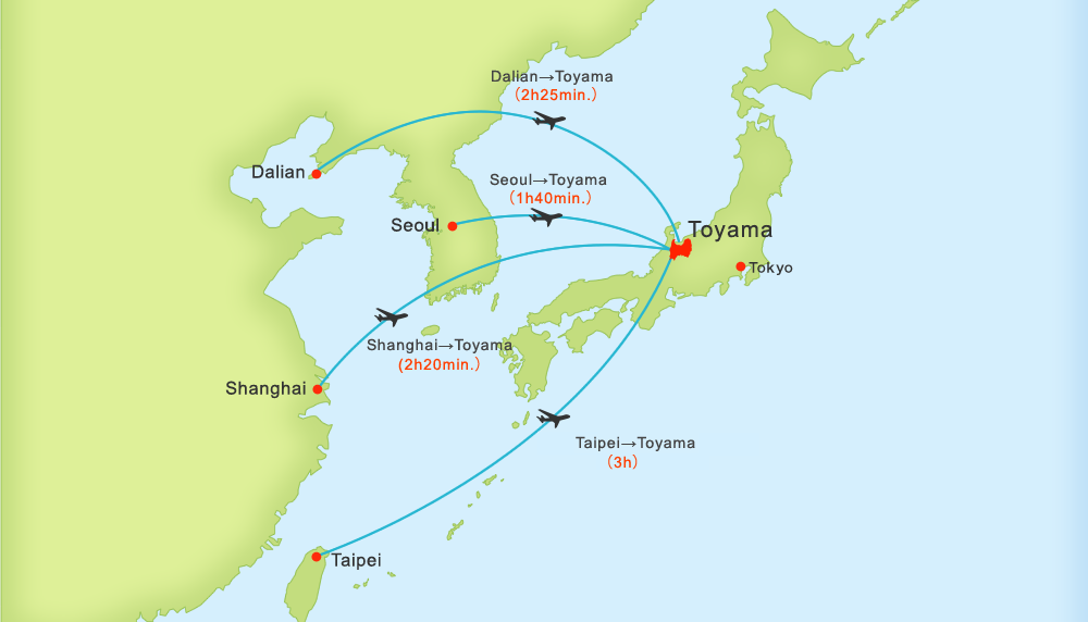 如果從日本其它地方過來的話,可以搭乘東京羽田機場的直飛航班,也