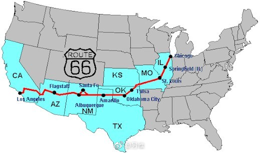 美国66号公路地图显示图片