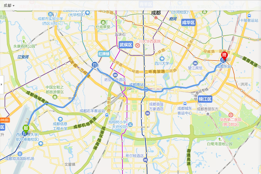 成都双流机场坐地铁到成都东站
