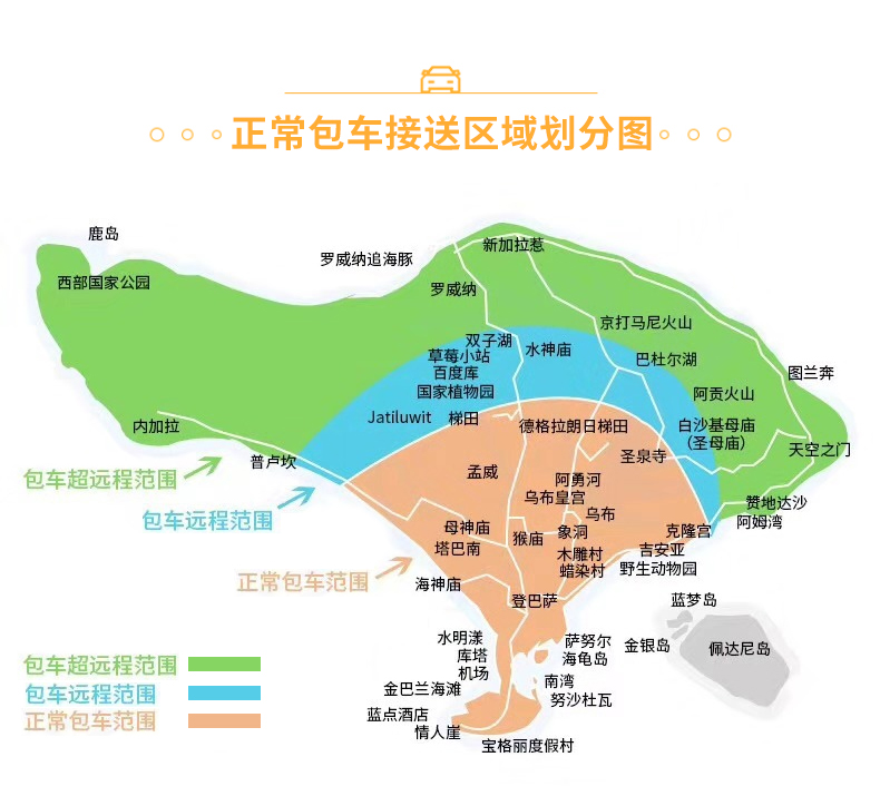 巴厘岛当地车队包车接送服务1日租车diy游玩行程中英文