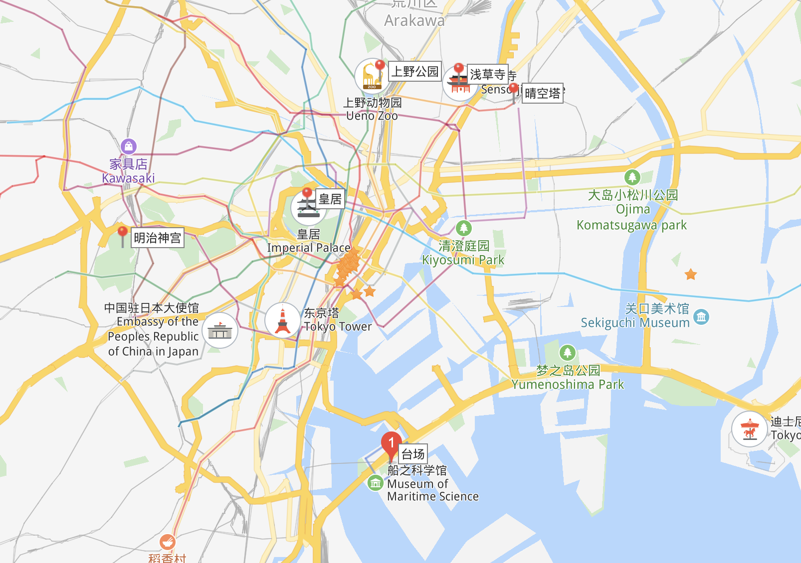 东京一天自由活动 浅草寺 上野公园 东京晴空塔 台场 明知神宫 皇居 怎样安排 马蜂窝