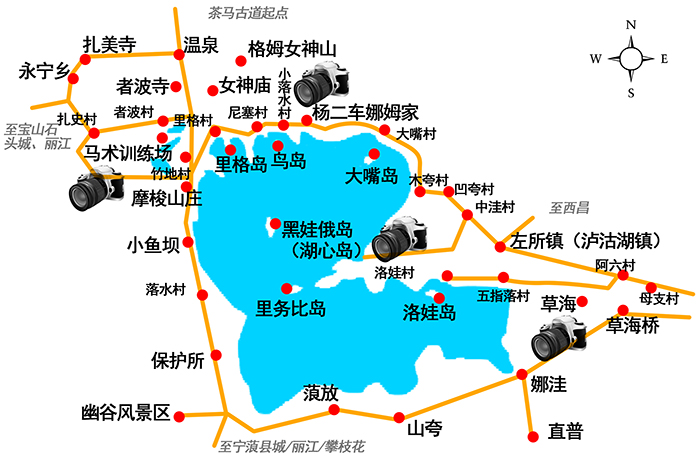 泸沽湖自驾环湖路线图图片