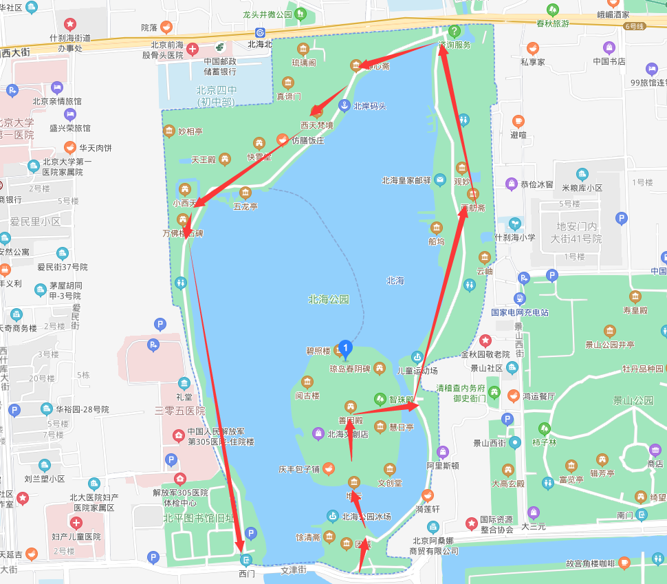 北海公园路线图图片