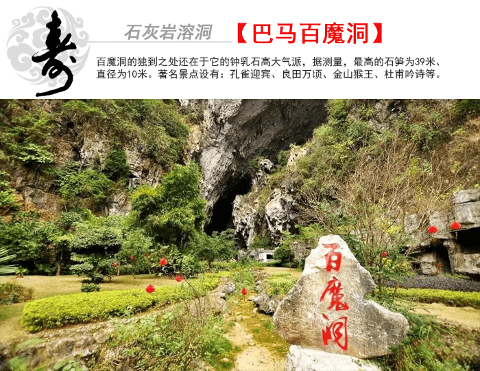 广西巴马百魔洞门票出票后1小时使用