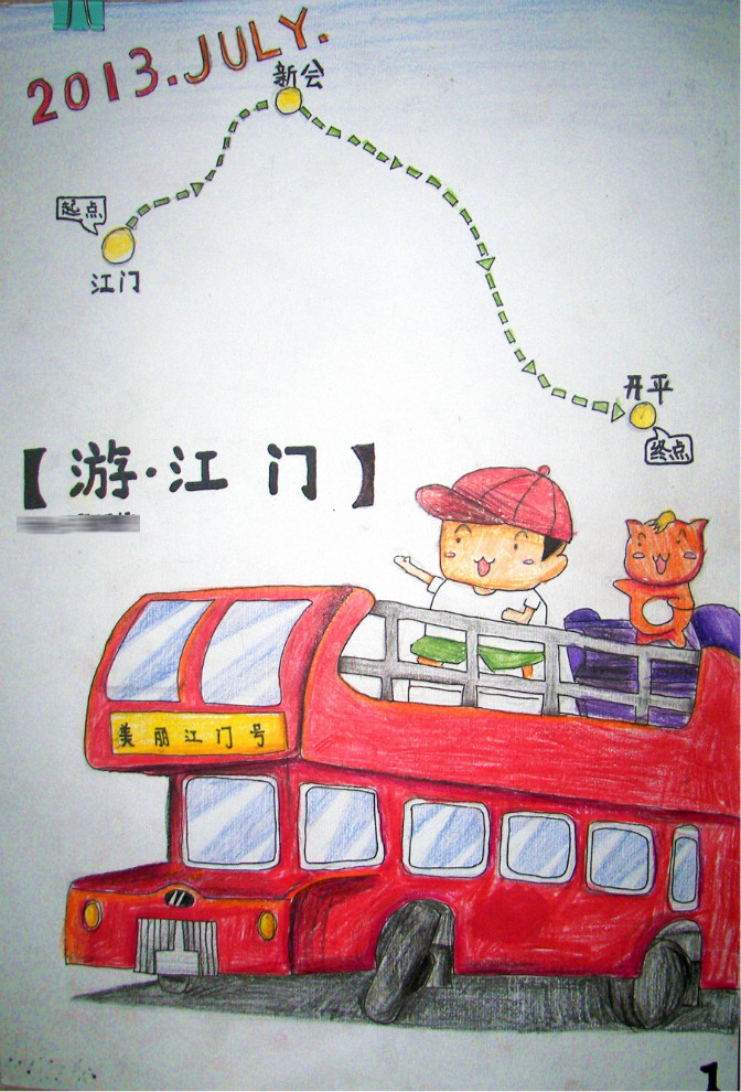 小学生画的游记江门style小鸟天堂开平碉楼下川岛崖门古炮台江门美食