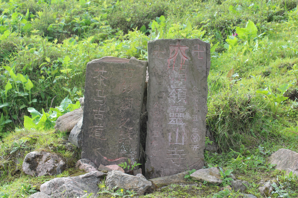 這就是山頂上,茶馬古道,大相嶺靈山寺的一個碑,我沒有看到什麼特別的