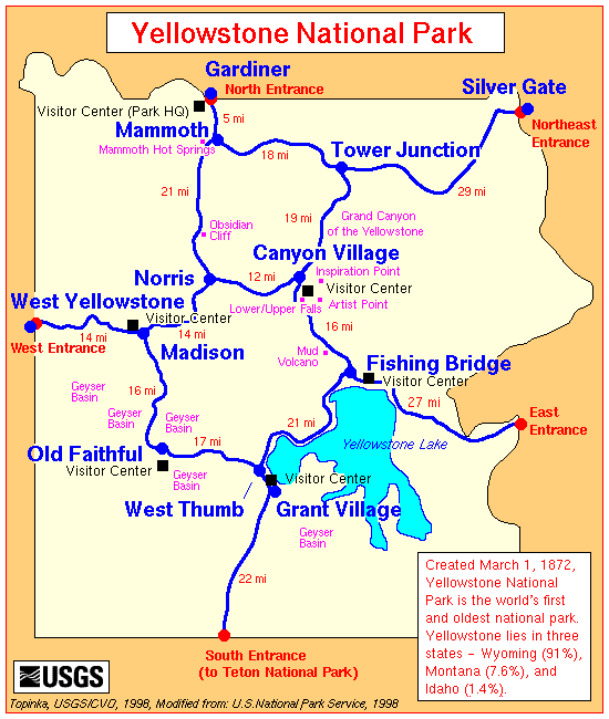 黄石公园地理位置图图片