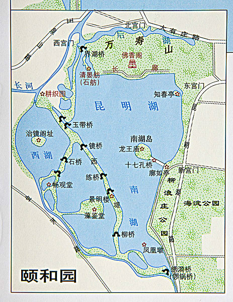 颐和园旅游路线示意图图片